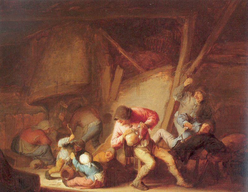 Ostade, Adriaen van Drinking Figures and Crying Children Norge oil painting art